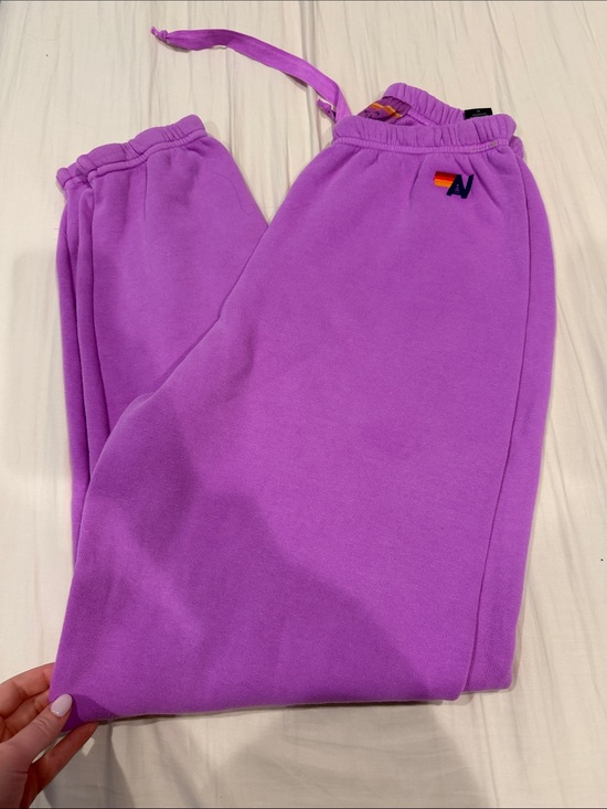 Aviator Nation Pants - Aviator Nation Lilac Track Joggers with Embroidered Logo